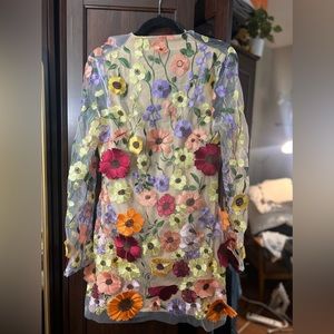 High Neck, Long Sleeve Mesh Floral Dress- Brand New, Never Worn. Size Medium.